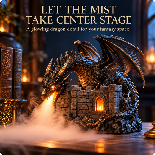 🐉 Dragon Castle Aromatherapy Humidifier – Fantasy Fire-Breathing Mist Decor!