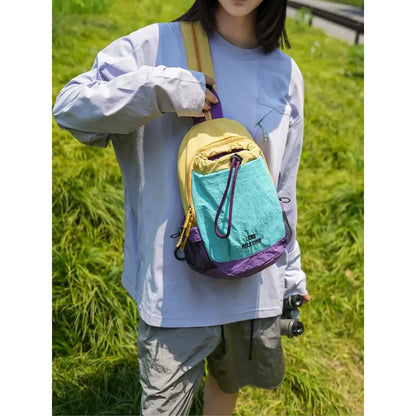 Unisex Lightweight Color Block Casual Nylon Mini Backpack