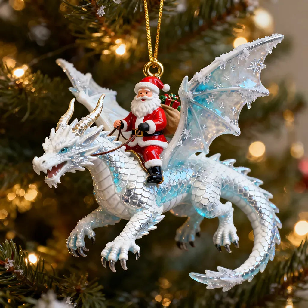 🎅Santa Riding Dragon Christmas Ornaments – 6-Piece Fantasy Collectible Set