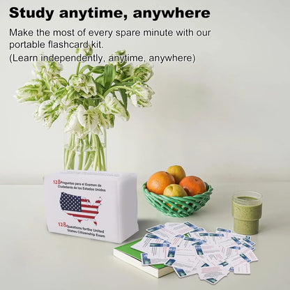 US Citizenship Paper-Printed Flash Cards 2026 - All 128 Civics Questions & Answers (English & Spanish) - Naturalization Study Guide, Ciudadania Tarjetas