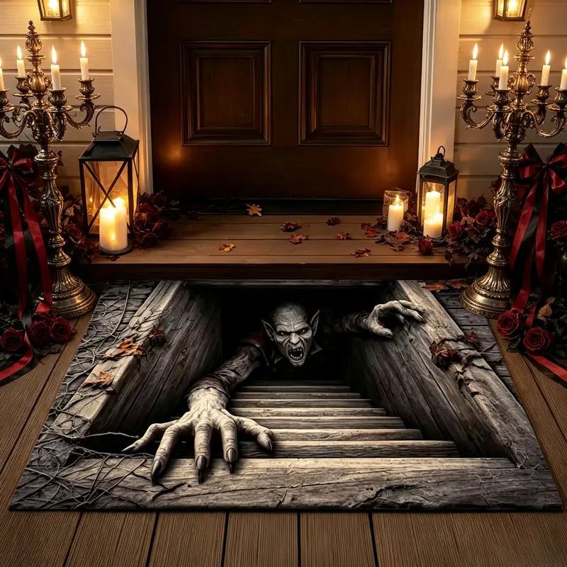 Festive 3D Visual Skull & Clown Horror Rug
