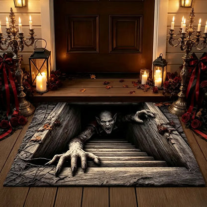Festive 3D Visual Skull & Clown Horror Rug