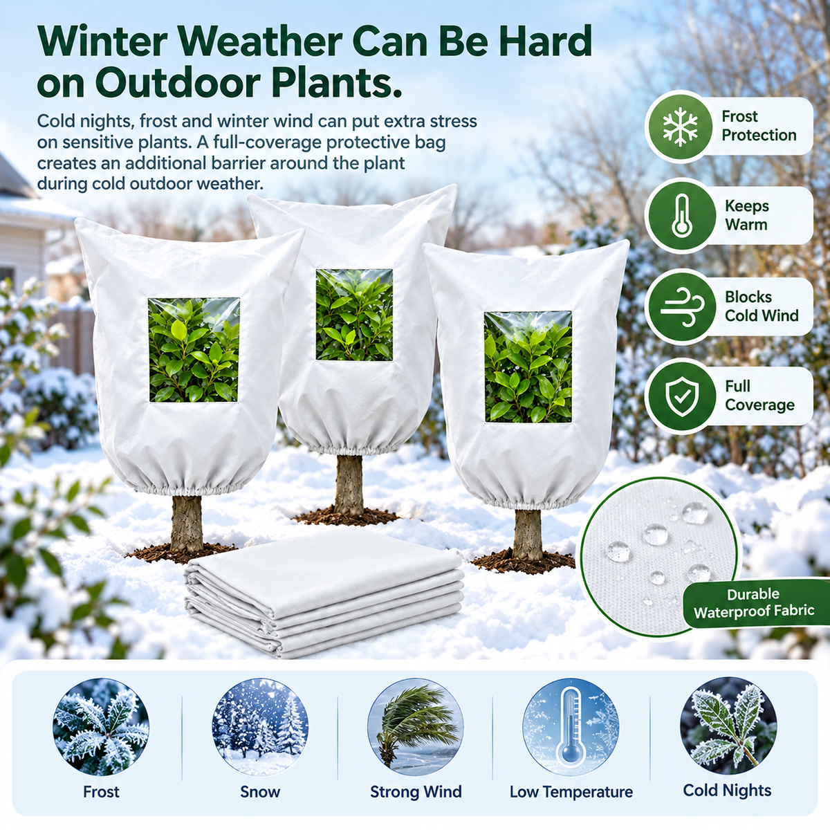 Plant Frost Protection Cover - Winter Frost Protection For Trees, Plants, And Shrubs