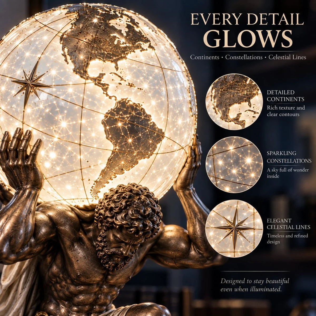 🔥😍🌍 Atlas Illuminated World Sphere Lamp🌌