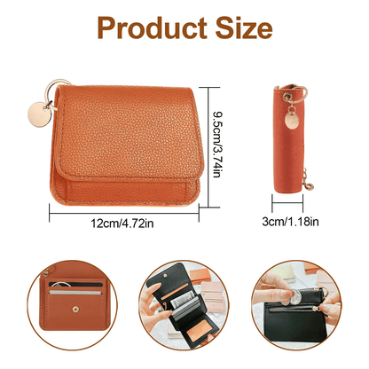 Women's Elegant Minimalist Short Slim Wallet All-match Trendy Mini 3 Bifold Purse Blocking Card Holder Money Clip ID Window Compact Coin Purse Ideal Gift