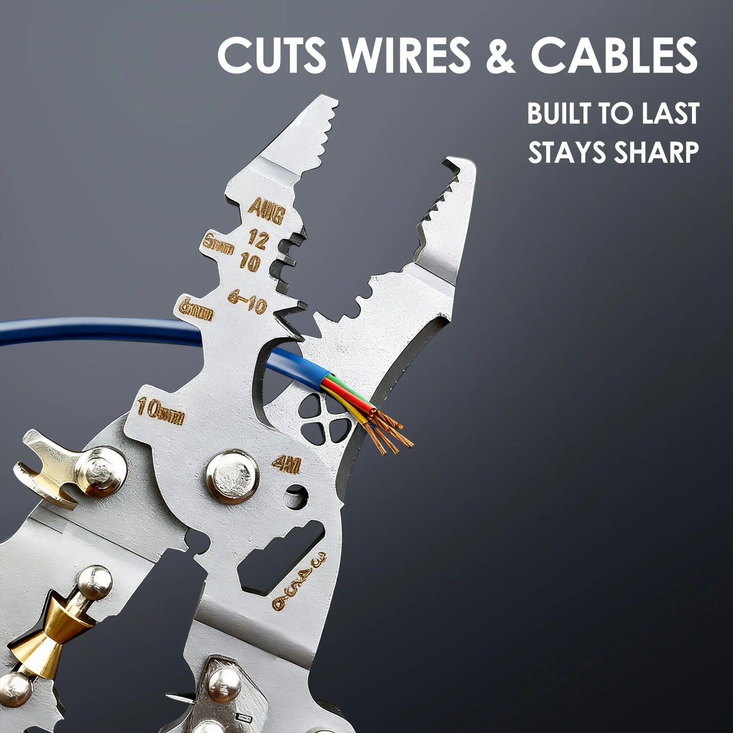 16-in-1 Multi-Function Pliers, Wire Stripper Crimper Cutter with Insulated Grip & Voltage Tester