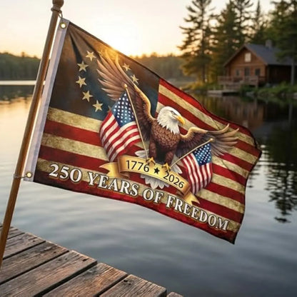 Double-sided 250th Anniversary American Flag , 1776-2026 USA 250 Years of Freedom Flag, Made from 100% Polyester with Brass Grommets Fade Resistant, Indoor Outdoor Patriotic Eagle 4th of July Decoration