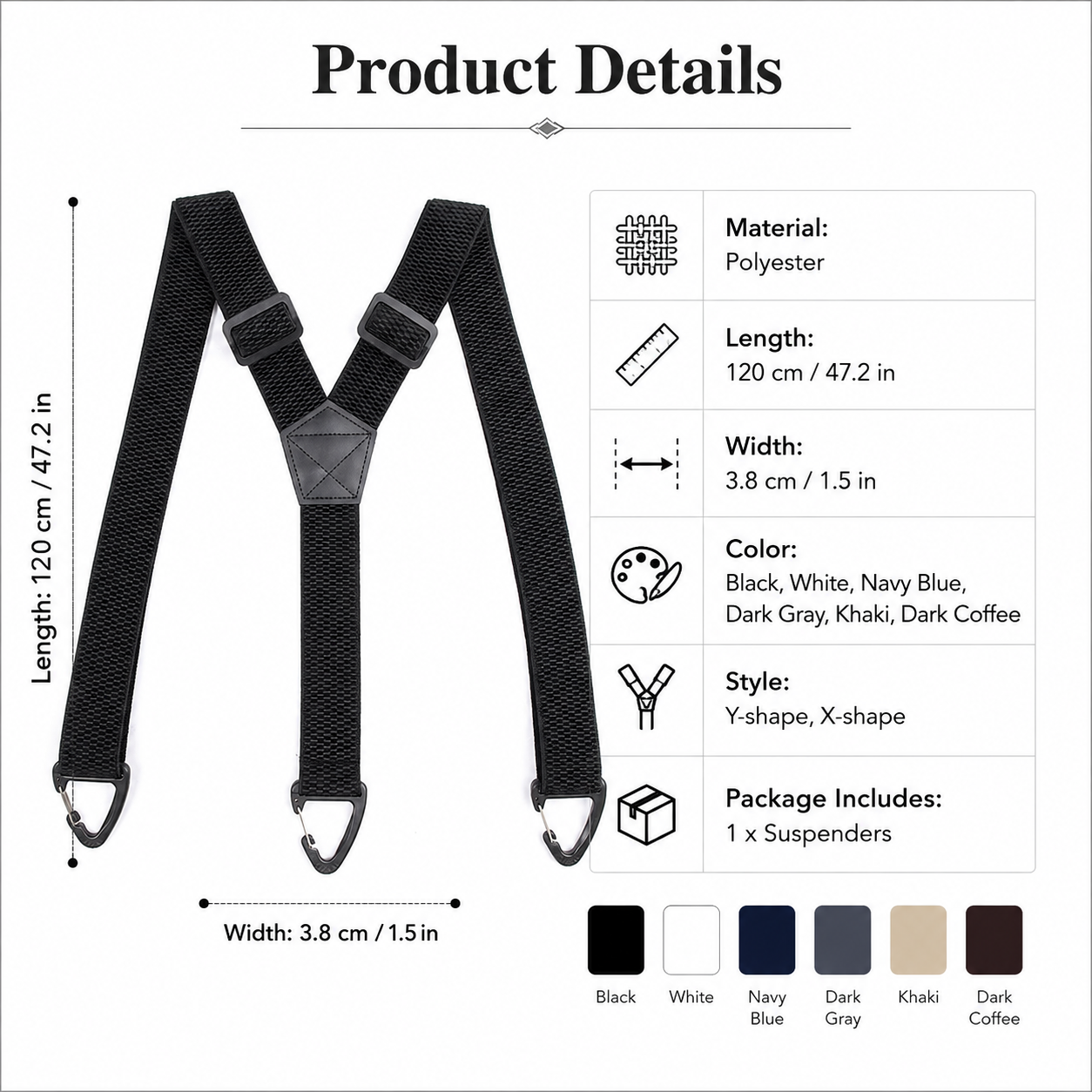 ⏰Men's X-Back Suspenders with Hook Clips