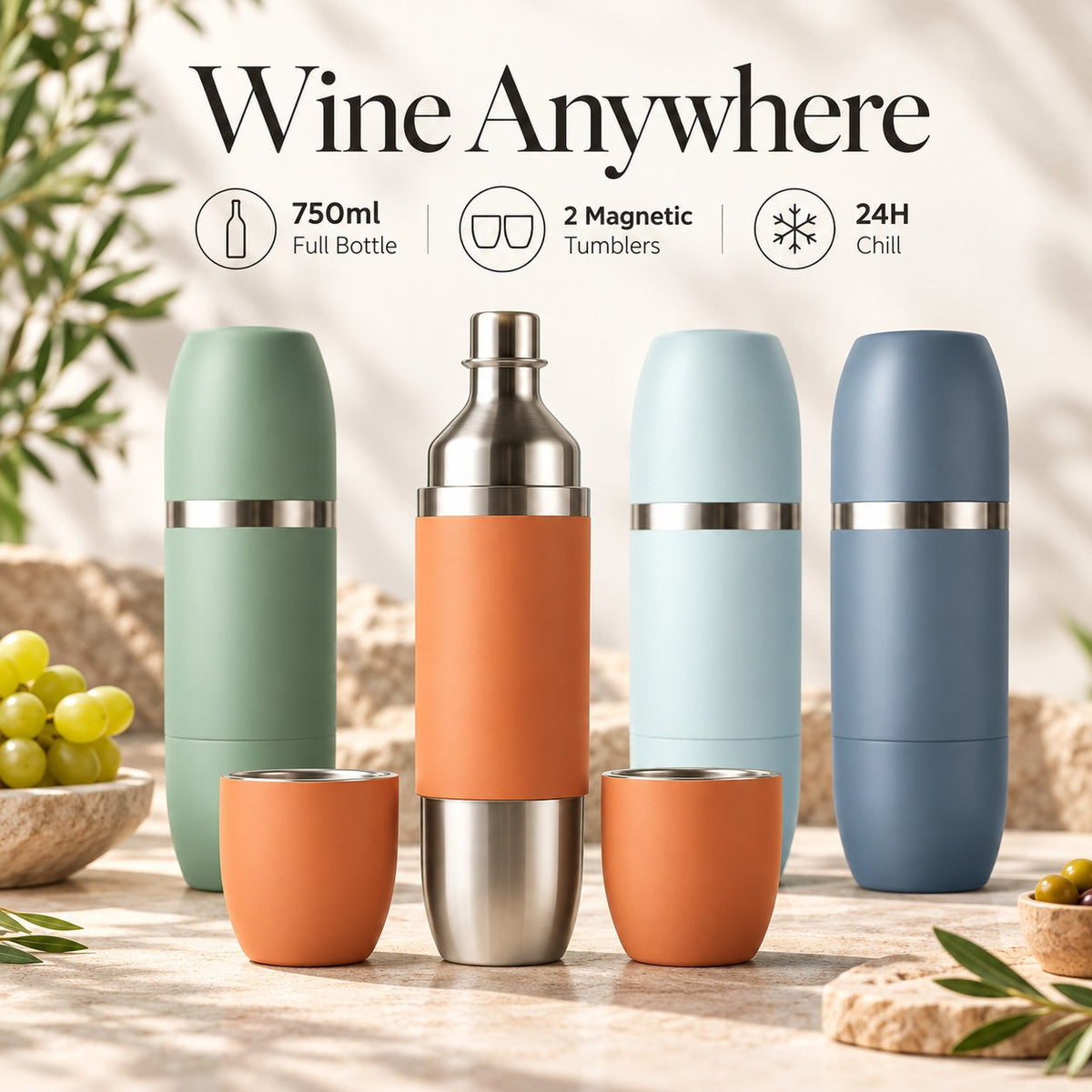 All-in-One Portable Wine Flask & Tumbler Set 🍷✨