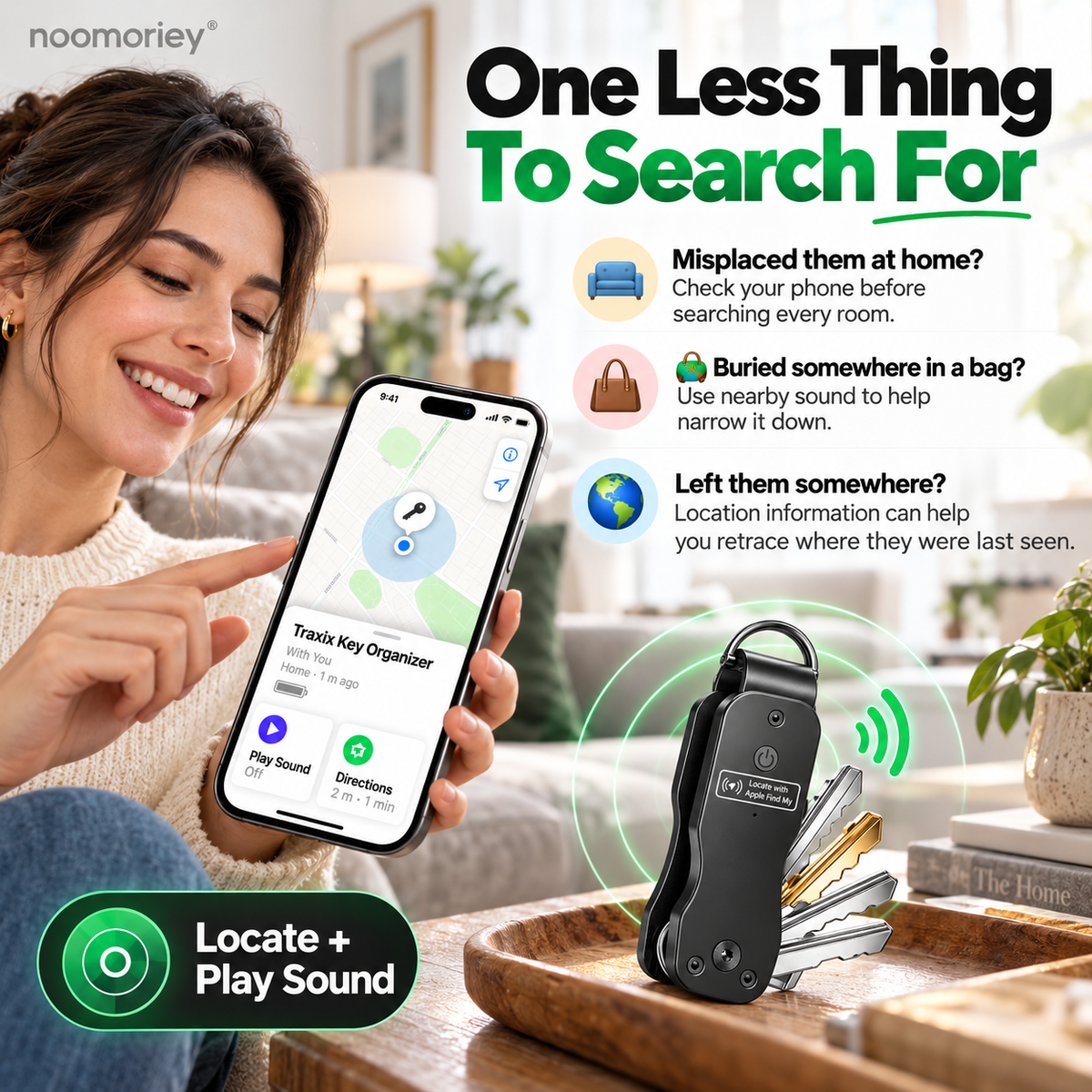 🔑 Smart Key Organizer with Find My Tracking & Sound Alert