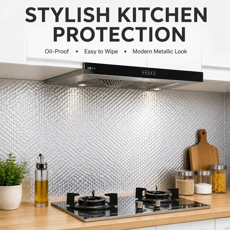 🔥Kitchen Wallpaper Oil Proof Sticker Aluminum Foil Backsplash Self