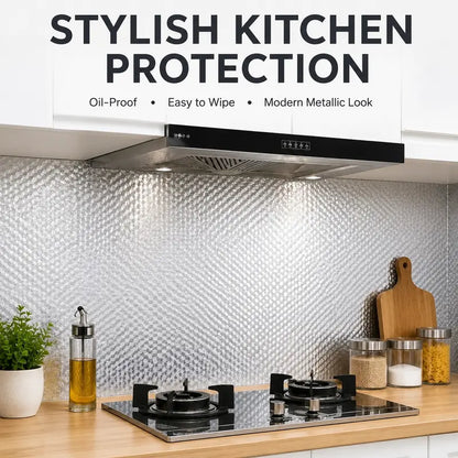 🔥Kitchen Wallpaper Oil Proof Sticker Aluminum Foil Backsplash Self