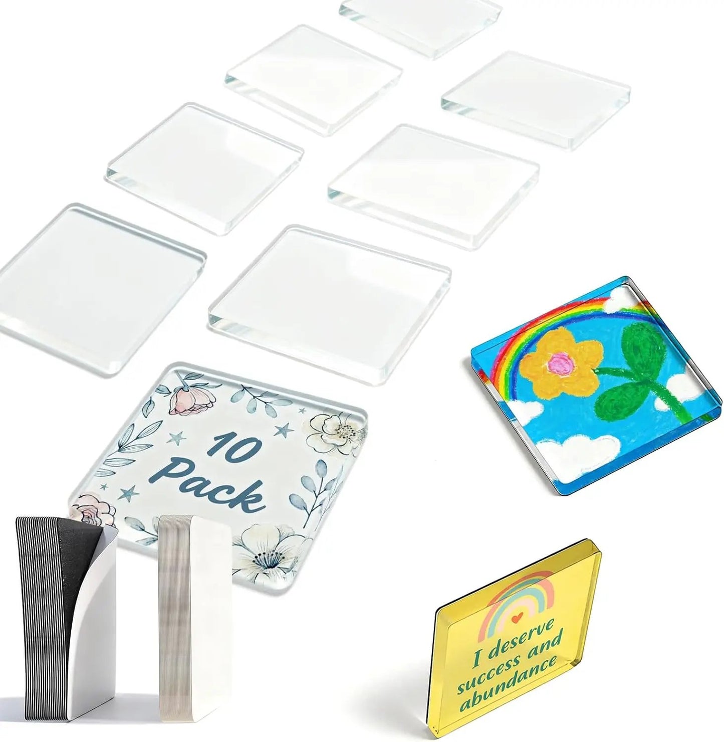 Magnetic Photo Frames 2"x2" Clear Acrylic DIY Fridge Magnets with Adhesive Backing