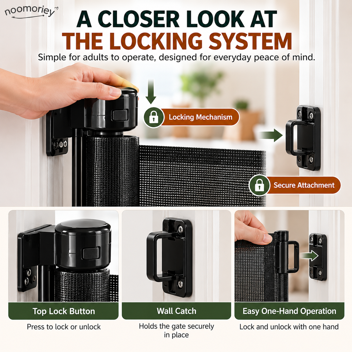 🏡🛡️ SafeNest – 42" Extra Tall Retractable Baby & Pet Gate, Extends Up to 60" Wide