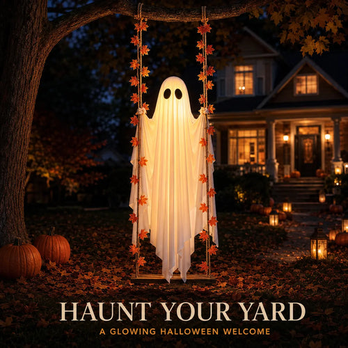 👻 Halloween Light-Up Hanging Swing Ghost – Spooky Porch & Yard Decoration 🎃