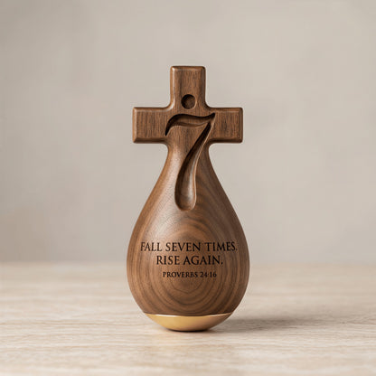 ✝️✨Handmade Solid Wood Faithful Roly-Poly Ornament | Proverbs 24:16 Inspirational Decor