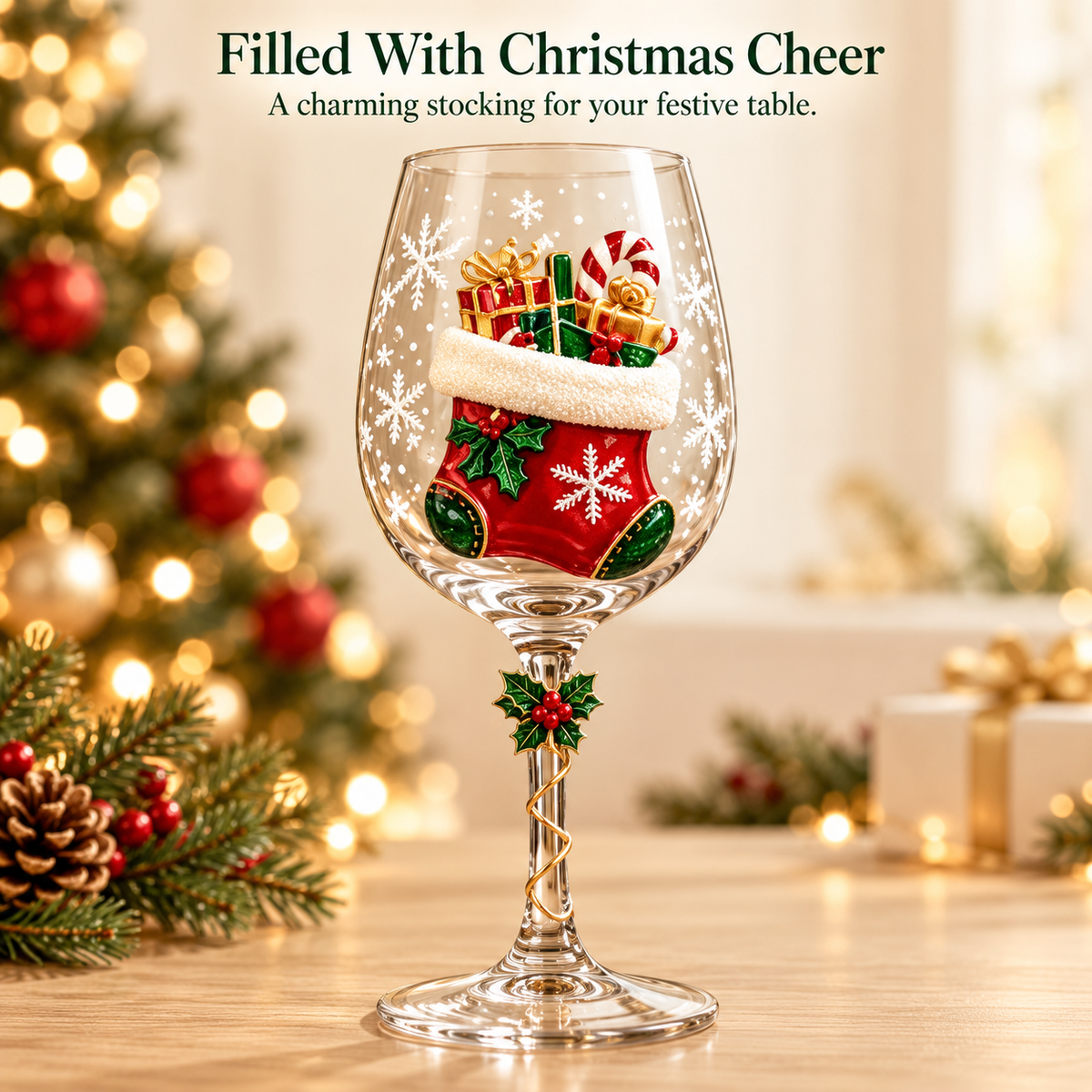 🎄✨ Christmas Clearance Sale! 🎅🥂 Christmas Wine Glass Gift Set of 6 – Beautiful Raised Designs for Holiday Toasts & Gifting