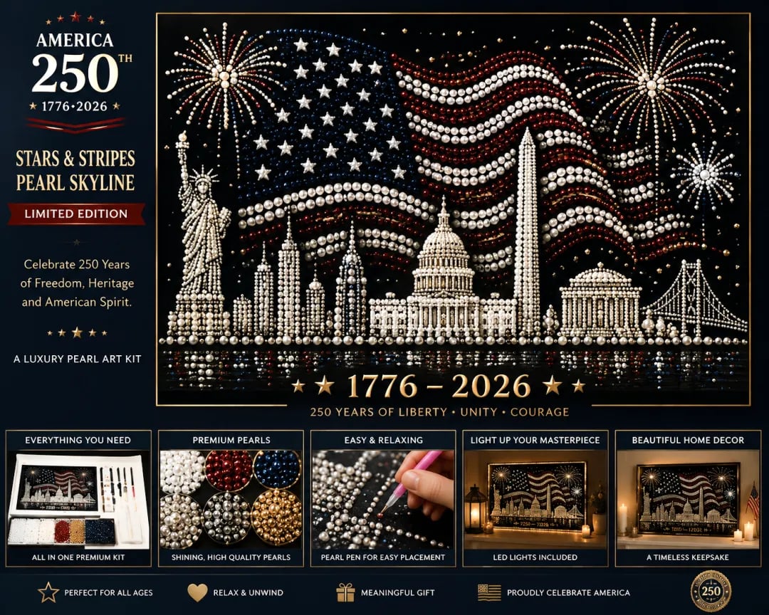 🔥LAST DAY 50% OFF - 🦅America 250th Anniversary Pearl Art Kit – Stars & Stripes Skyline Limited Edition