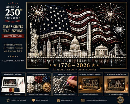 🔥LAST DAY 50% OFF - 🦅America 250th Anniversary Pearl Art Kit – Stars & Stripes Skyline Limited Edition