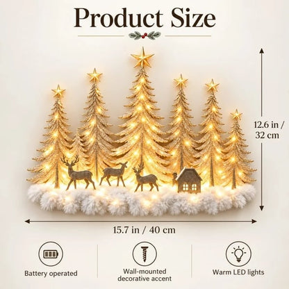 🔥HOT SALE🔥🌲 Step Into an Enchanted Winter Grove: Lighted Christmas Woodland Forest Wall Decor