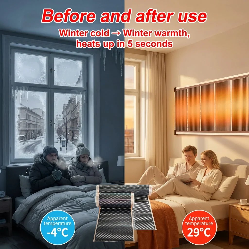 🎉3-Second Rapid Heating Honeycomb Graphene Far-Infrared Ceramic Wall Heater | Low Noise, Energy Efficient Indoor Wall Mount Space Heater