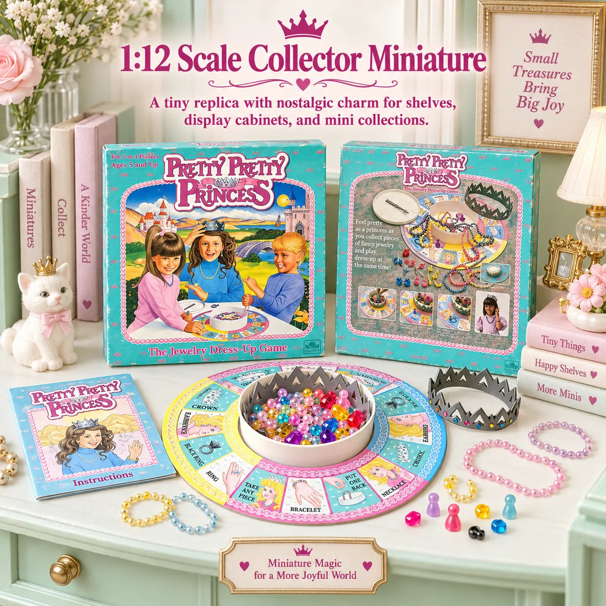 Nostalgic Mini Pretty Pretty Princess Game - 90s Classic Jewelry Dress-Up Board Game