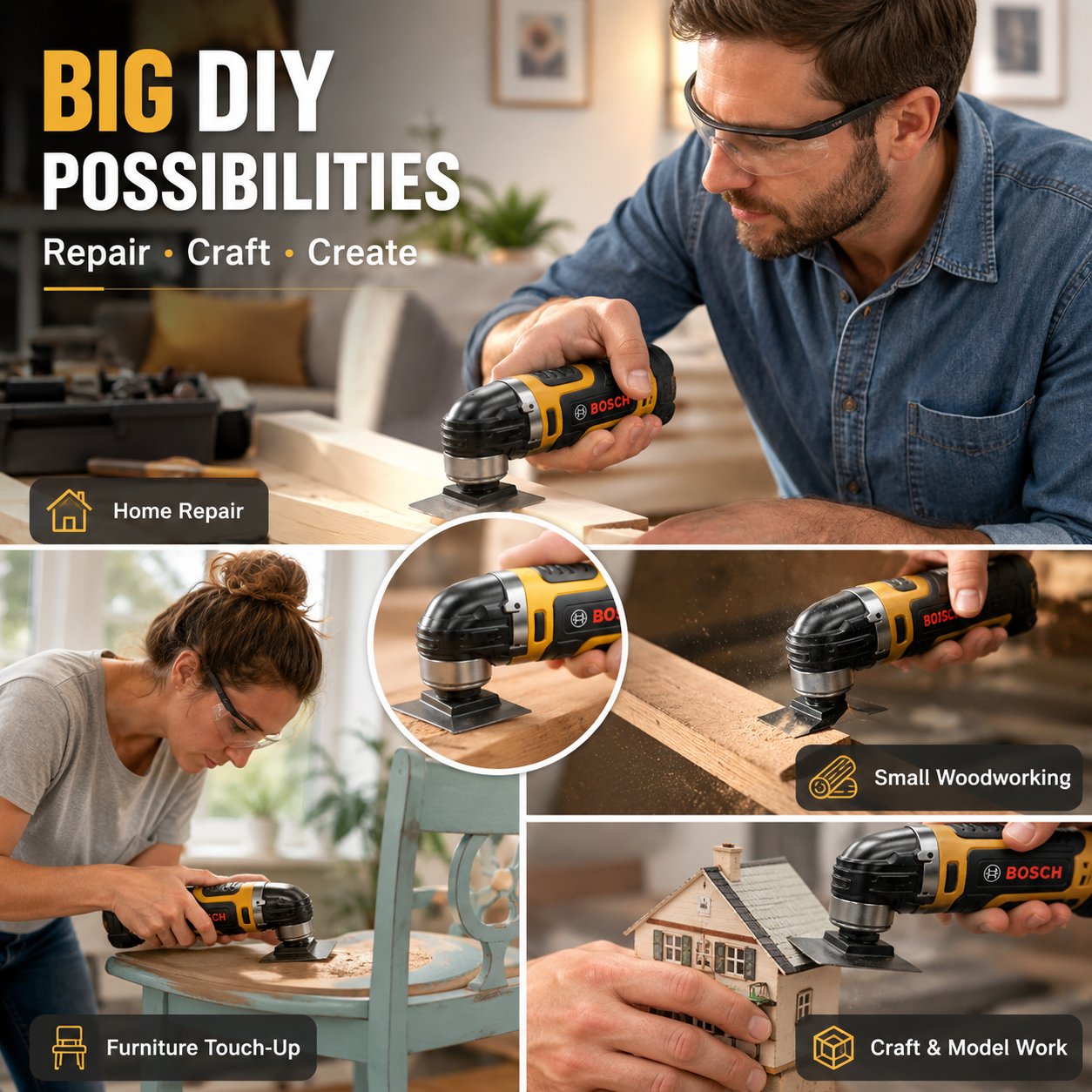 ⚡ Bosch Mini Oscillating Multi-Tool – Compact Cutting, Sanding & Scraping Tool for DIY Projects