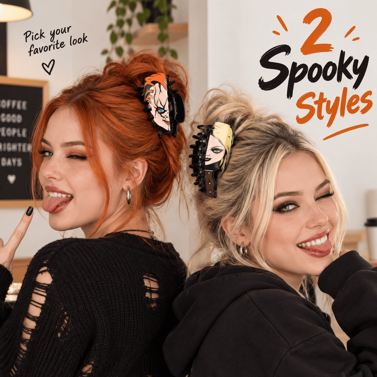 🎁Last Day Promotion 49% OFF🔥 Fun Horror Character Double-Sided Plastic Claw Hair Clips