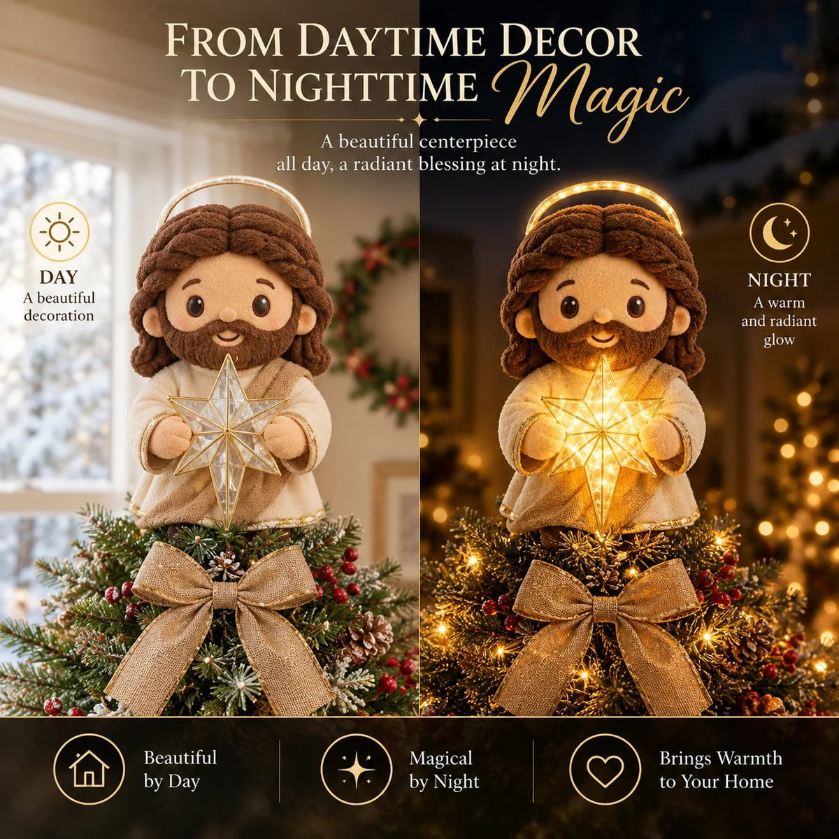 Faith-Inspired Jesus & Mary Christmas Tree Topper