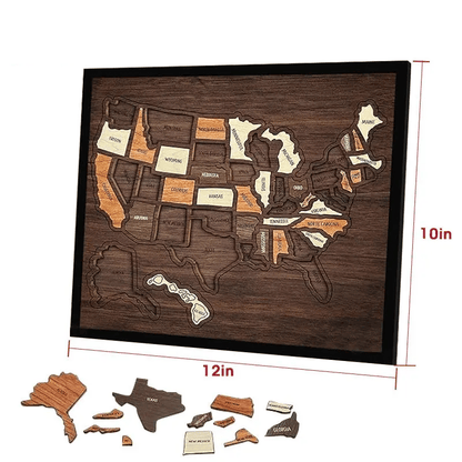 🔥BUY 2 FREE SHIPPING - Wooden USA Travel Map Puzzle🧩