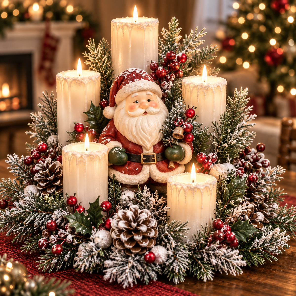 🎄 Christmas Reindeer Candle Centerpiece – Peace, Joy & Love Holiday Table Decor