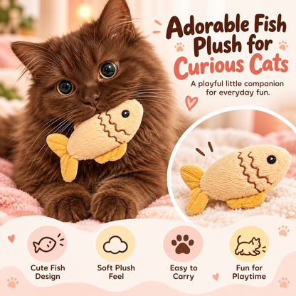 🐱🐟 Adorable Fish Plush Cat Toy – Soft & Cute Interactive Toy for Indoor Playtime 💕