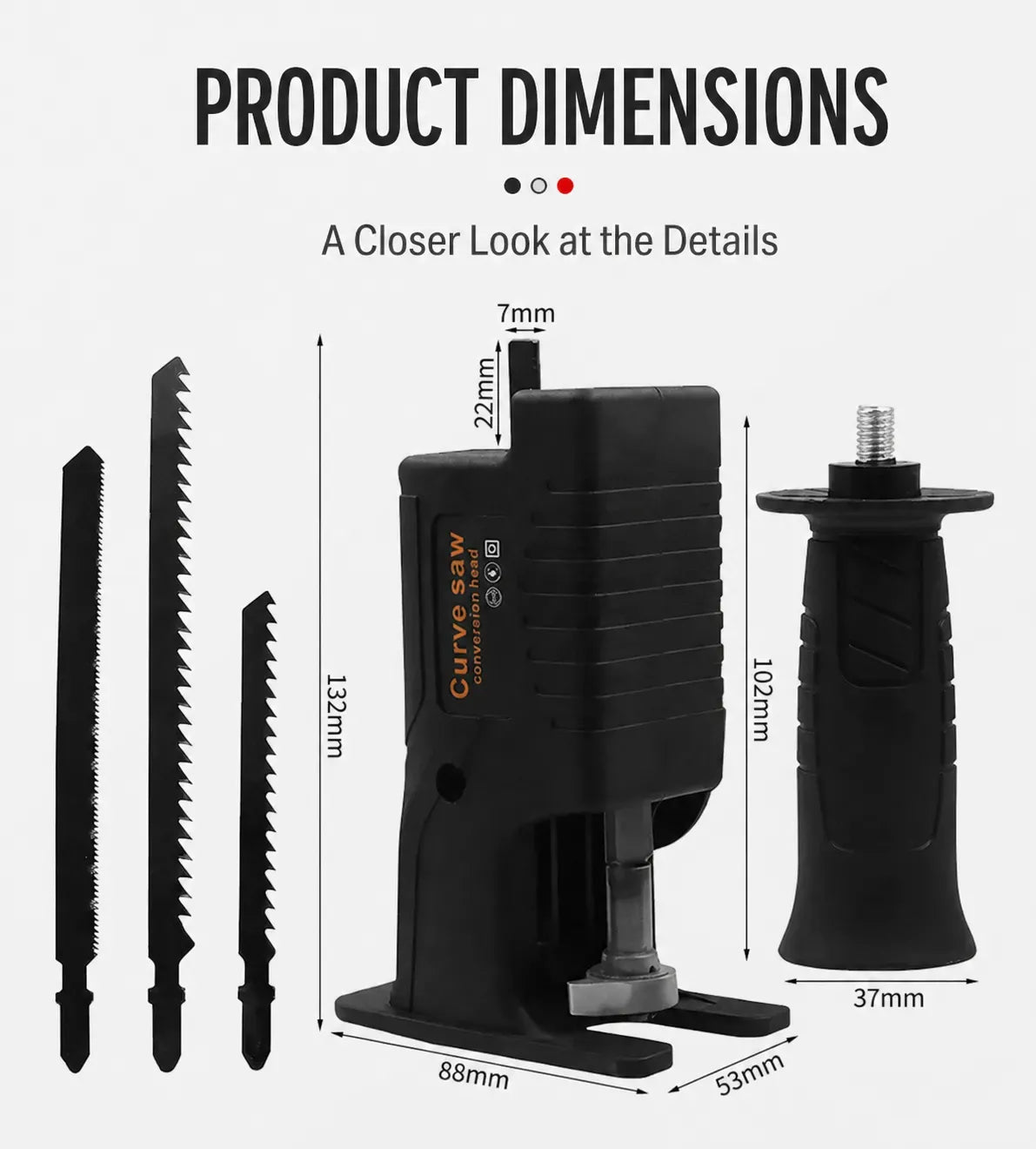 Drill-Powered Jigsaw Adapter Kit with Side Handle & 3 Blades