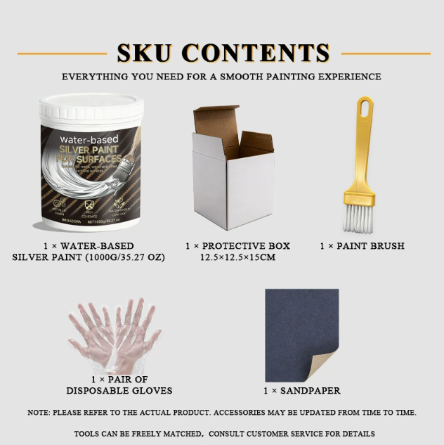 Water-Based Silver Paint for Metal & Wood