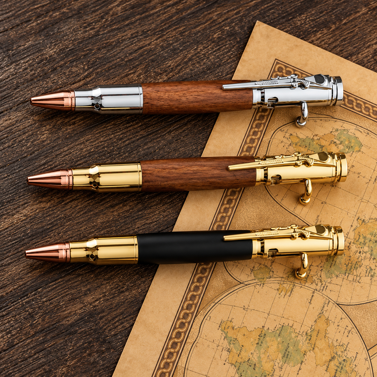 🖊100% Handmade Bolt Action Wooden Bullet PenTM | Crafted From Real Wood & Bullet Casing