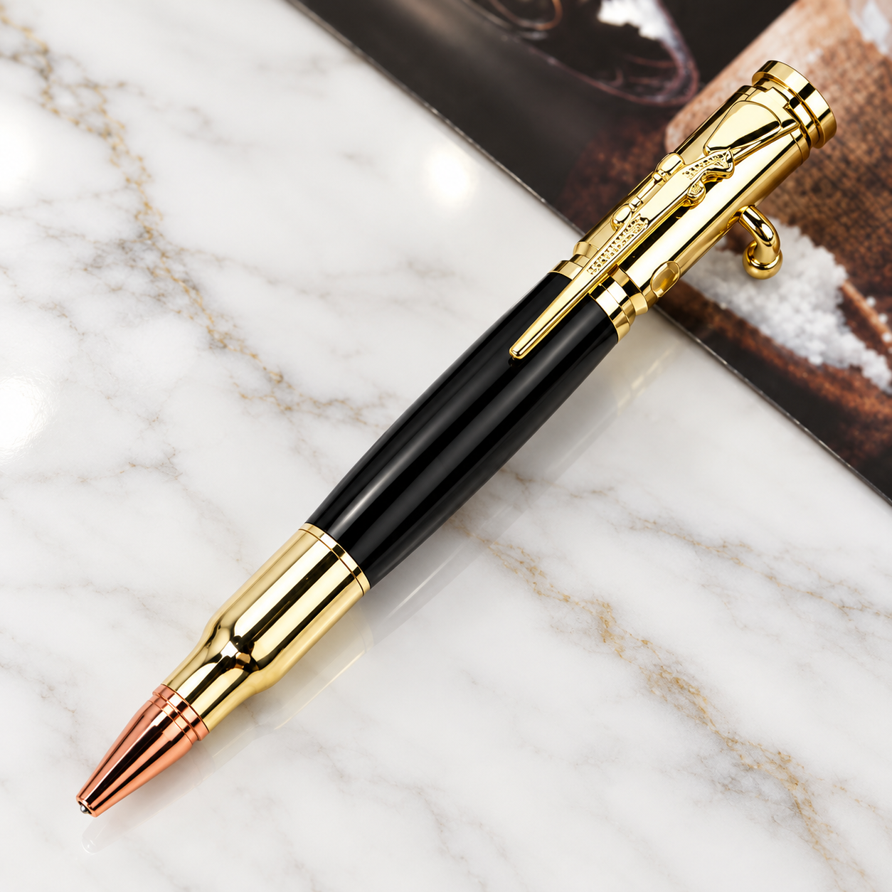 🖊100% Handmade Bolt Action Wooden Bullet PenTM | Crafted From Real Wood & Bullet Casing