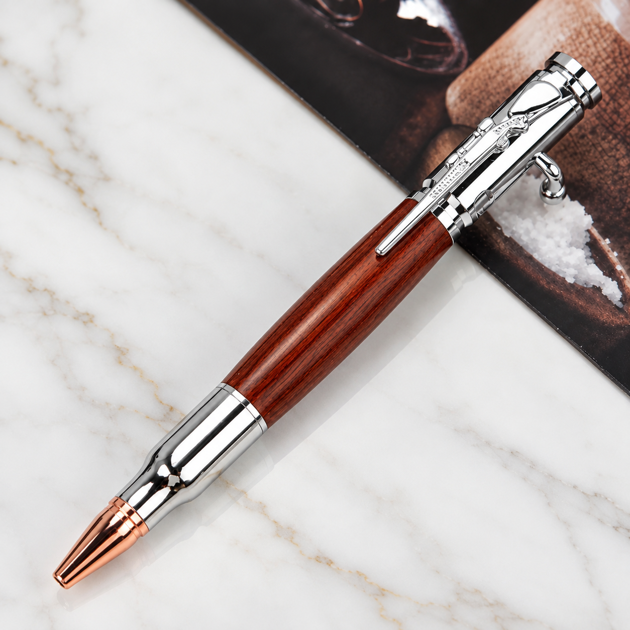 🖊100% Handmade Bolt Action Wooden Bullet PenTM | Crafted From Real Wood & Bullet Casing