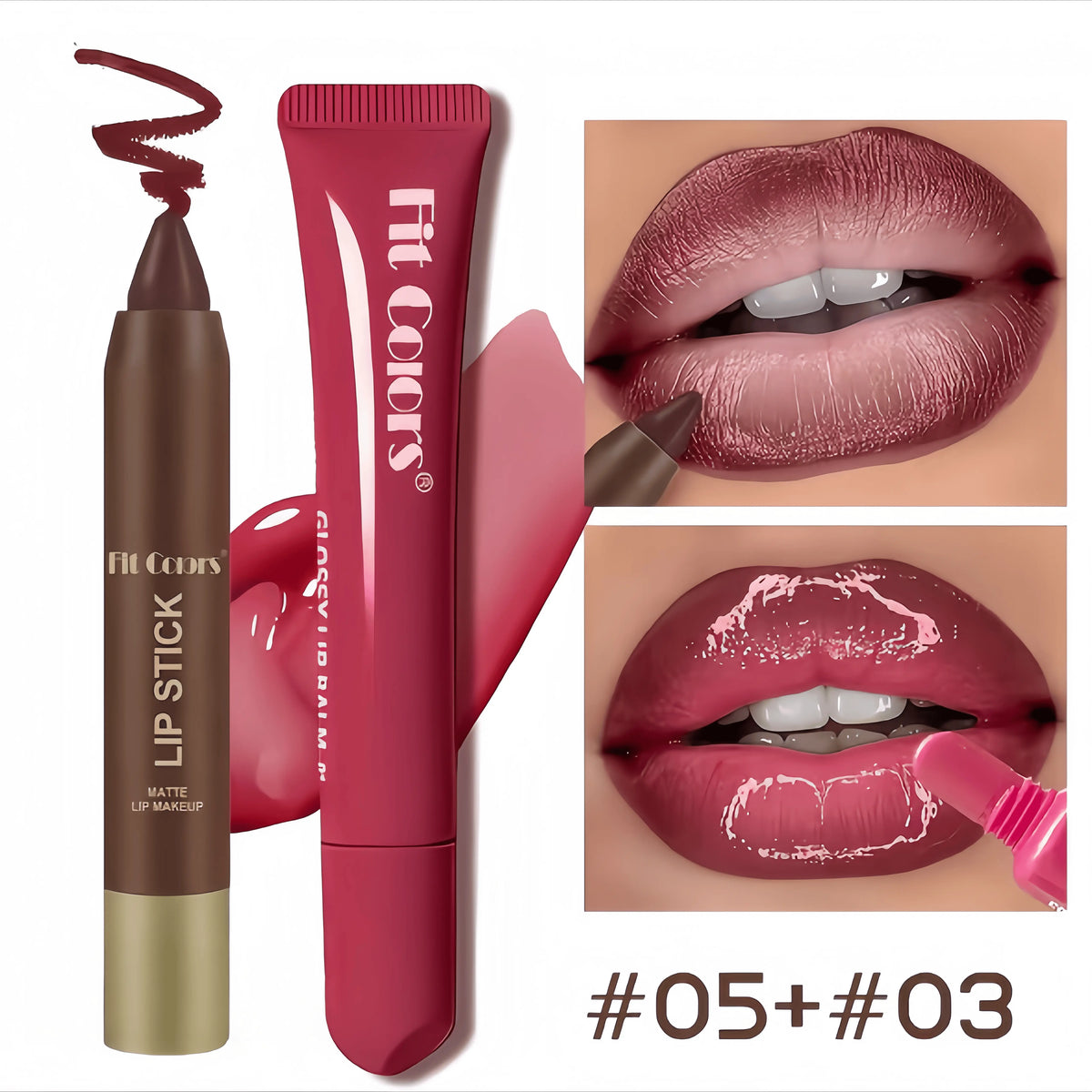 Matte Lip Liner & Moisturizing Lip Oil Set – Hydrating Nude Glossy Lip Kit