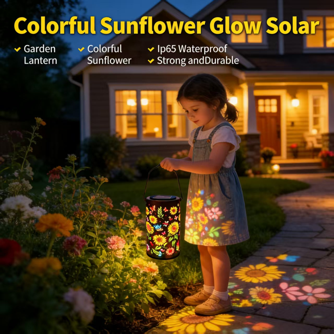Colorful Sunflower Glow Solar Garden Lantern