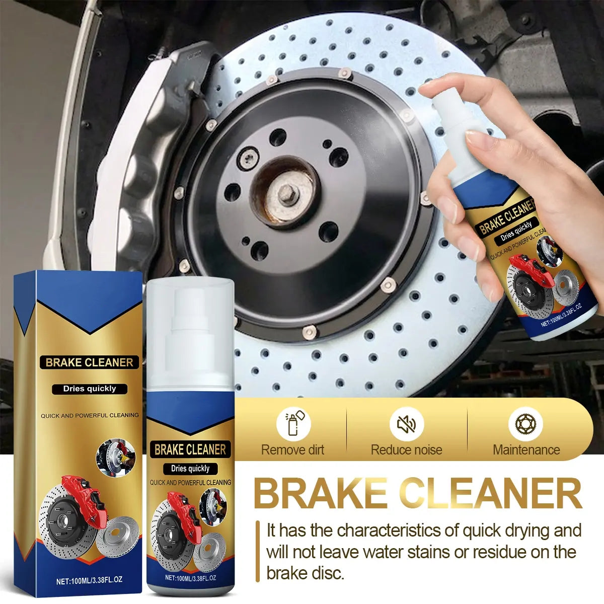 Brake Parts Cleaner Brake Spray Non-Corrosive, Oil-Dust-Rust Remover for Disc, Caliper, Spring, Clutch, Rotor