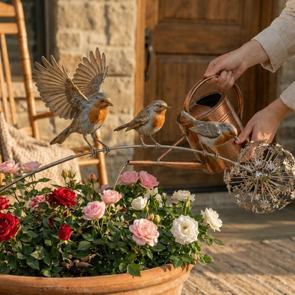 🪴⚙️Handcrafted Metal Branch Garden Stake🍃🌬️ with Dandelion Wind Sculpture🌼🪶✨
