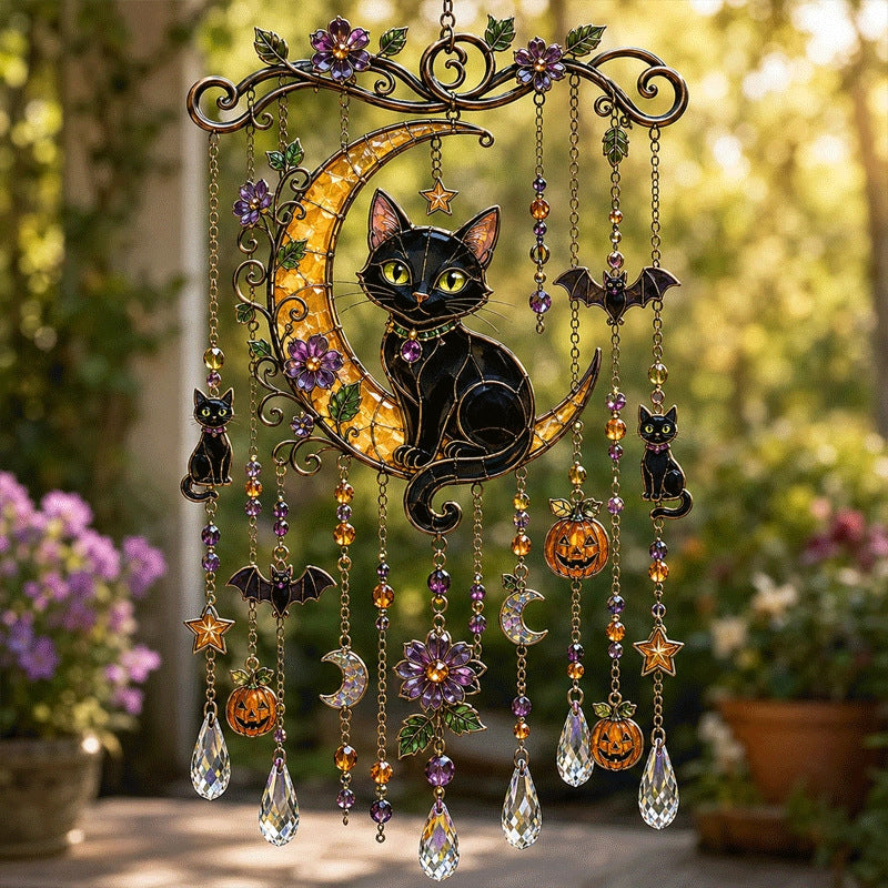 👻Halloween Glass Suncatcher Wind Chime