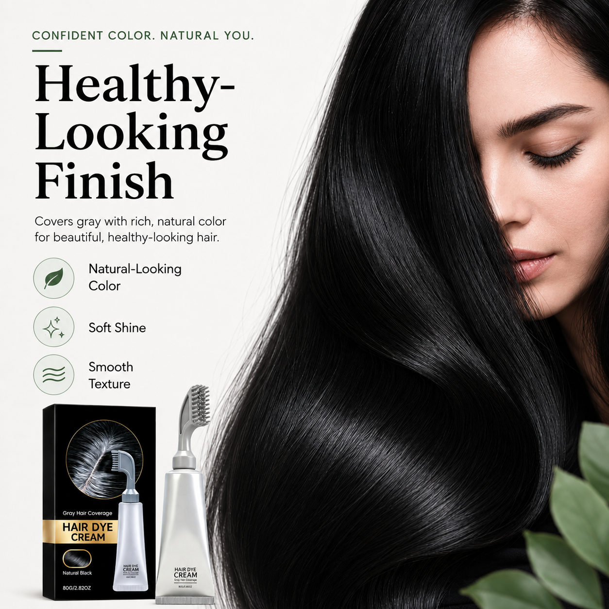 🌿 Plant Gentle Gray Hair Root Touch-Up Dye Cream with Easy Integrated Comb Applicator