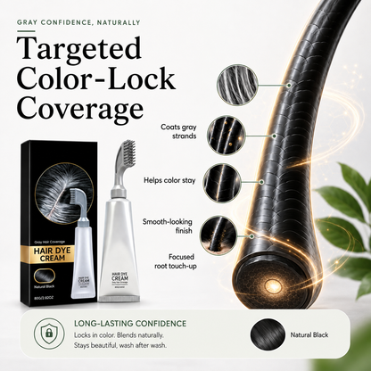 🌿 Plant Gentle Gray Hair Root Touch-Up Dye Cream with Easy Integrated Comb Applicator