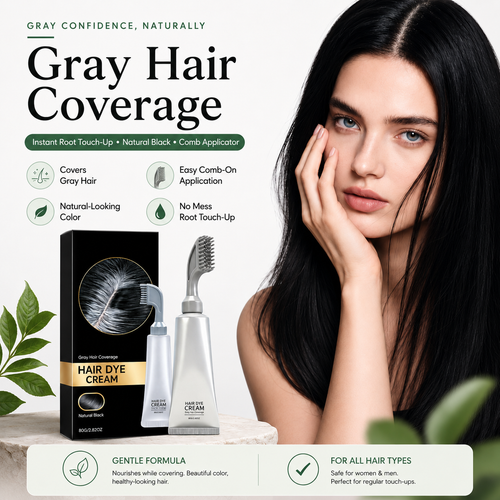 🌿 Plant Gentle Gray Hair Root Touch-Up Dye Cream with Easy Integrated Comb Applicator