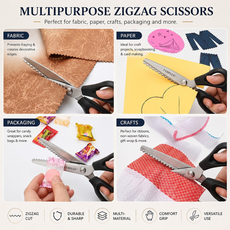 Stainless Steel Pinking Shears – 9.1' Zig Zag Fabric Scissors for Sewing, Quilting, Dressmaking & DIY Crafts