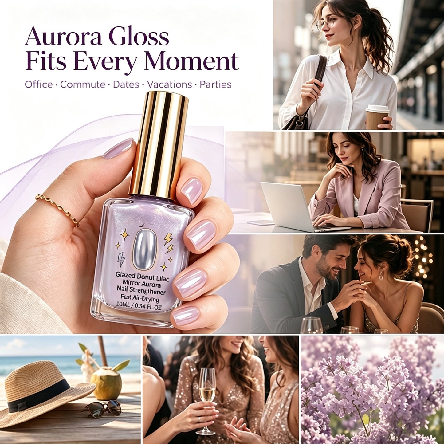 💅 40% OFF !! ⏰ Lilac Glossy Nail Strengthener – Strengthen Weak Nails & Restore Natural Shine — Devareon®
