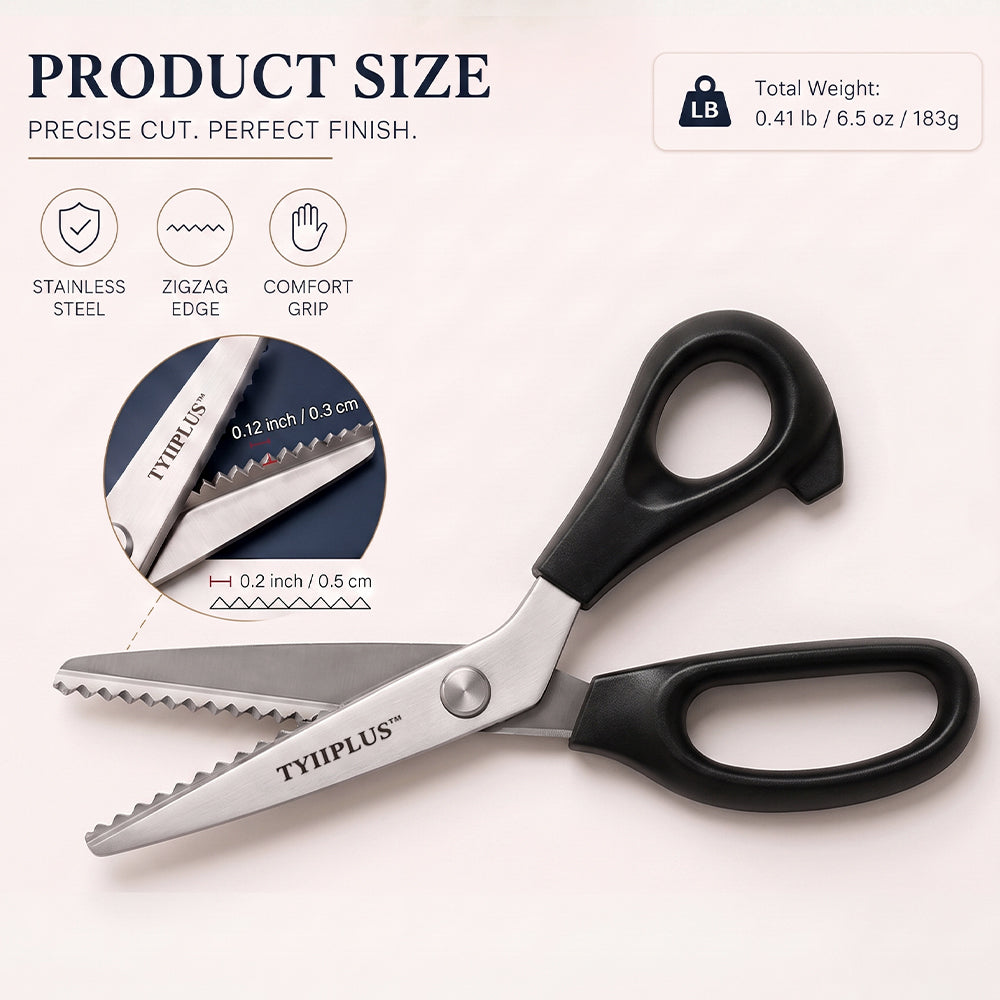 Stainless Steel Pinking Shears – 9.1' Zig Zag Fabric Scissors for Sewing, Quilting, Dressmaking & DIY Crafts
