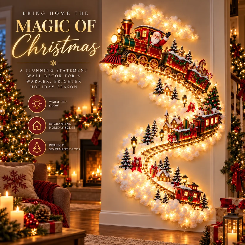 🎄 Christmas Magic LED Train Wall Light | Santa Holiday Wall Decoration!!!