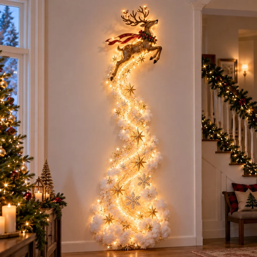🎄 Christmas Magic LED Train Wall Light | Santa Holiday Wall Decoration